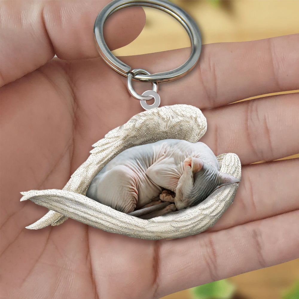 New Unique Dogs And Cats Sleeping Angel Pendant Car Key Ring
