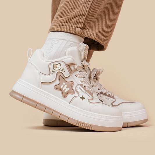 Chaussures de planche décontractées en peluche haute coupe pour femmes en hiver