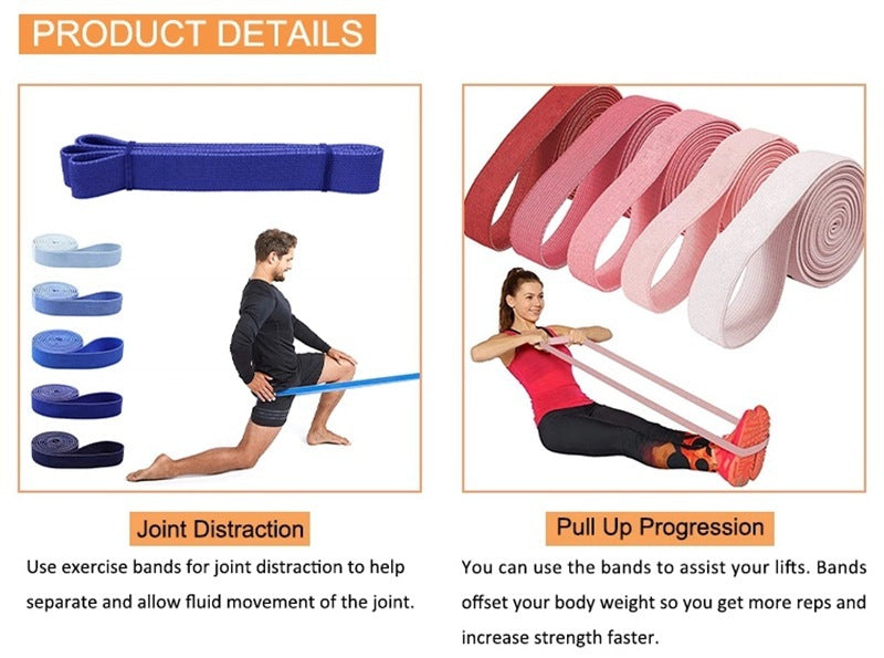 Banda larga de resistencia de ganchillo, banda elástica deportiva, Fitness T