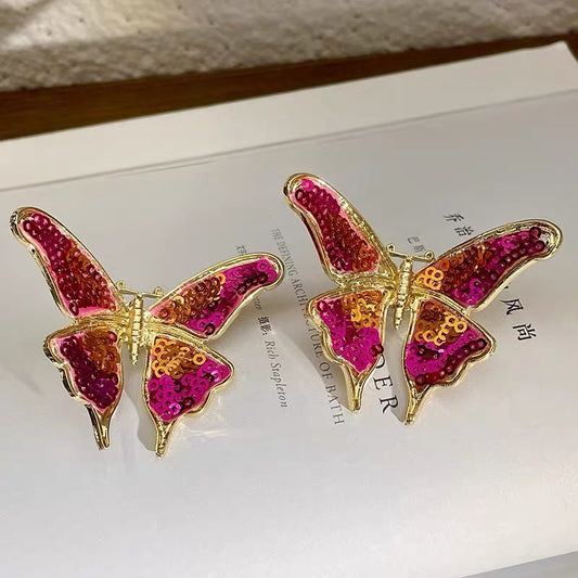 Boucles d'oreilles papillon colorisées vintage pour femmes