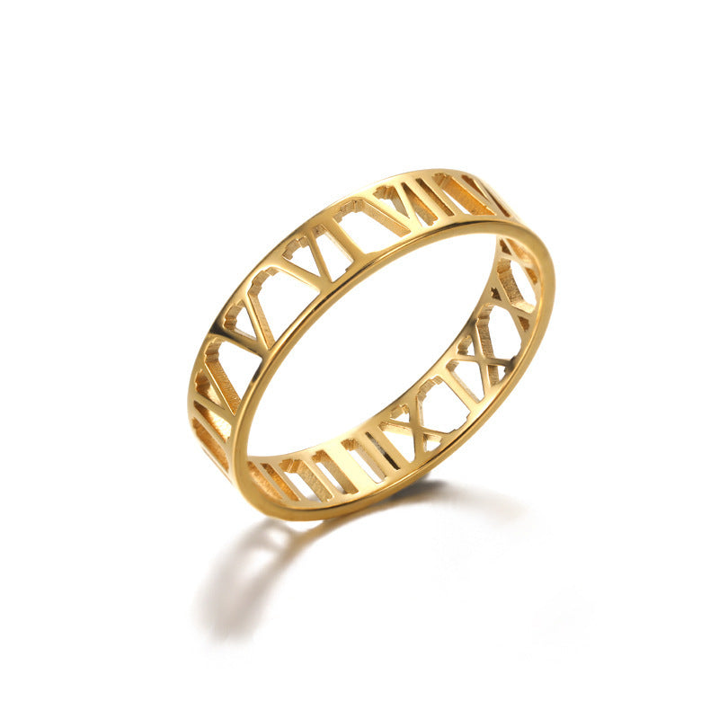 Anillo hueco de acero inoxidable Anillo geométrico en forma de corazón