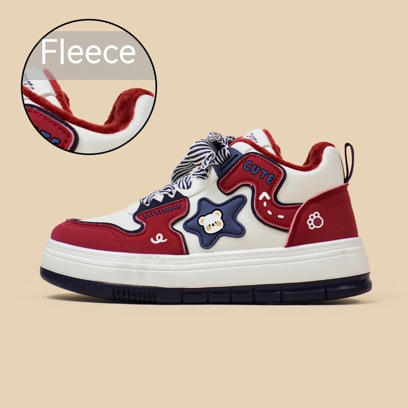 Chaussures de planche décontractées en peluche haute coupe pour femmes en hiver