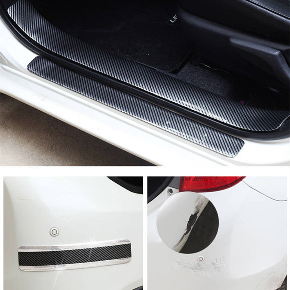 Autocollant de protection décoratif de seuil de porte de modèle de fibre de carbone de voiture