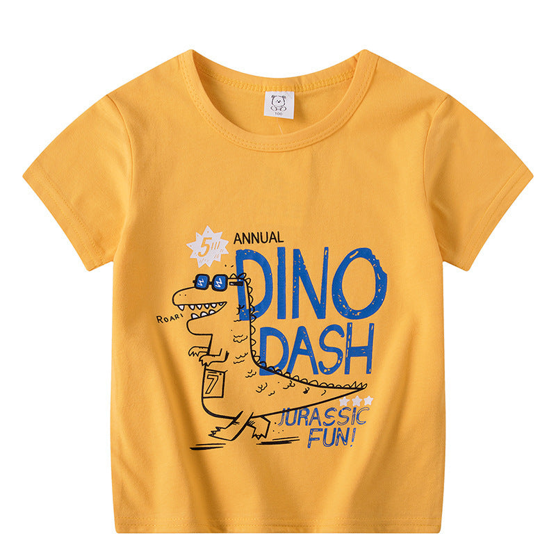 T-shirt à manches courtes pour enfants, garçons et filles, haut à manches mi-longues avec dessin animé