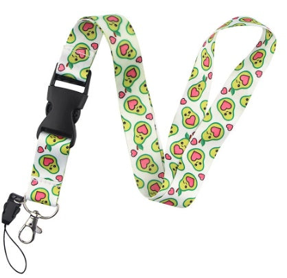 Lanière de téléphone portable avec boucle en Polyester, impression Double face, dessin animé Fruit avocat
