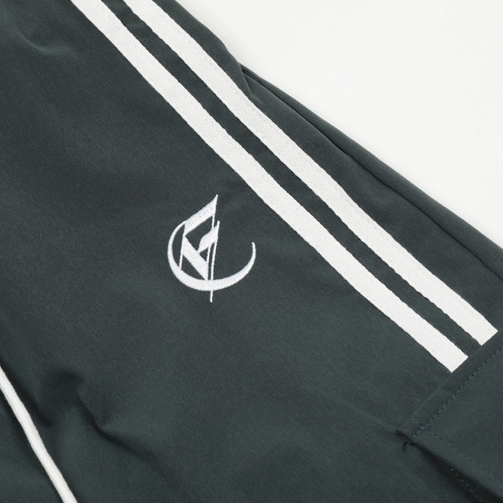 Men's American High Street Design Striped Stitching Straight-leg Wide-leg Pants