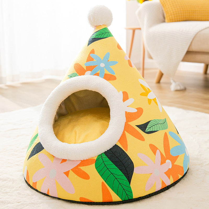 Litière pour chat de maison de yourte triangulaire pour chats litière pour animaux de compagnie fermée