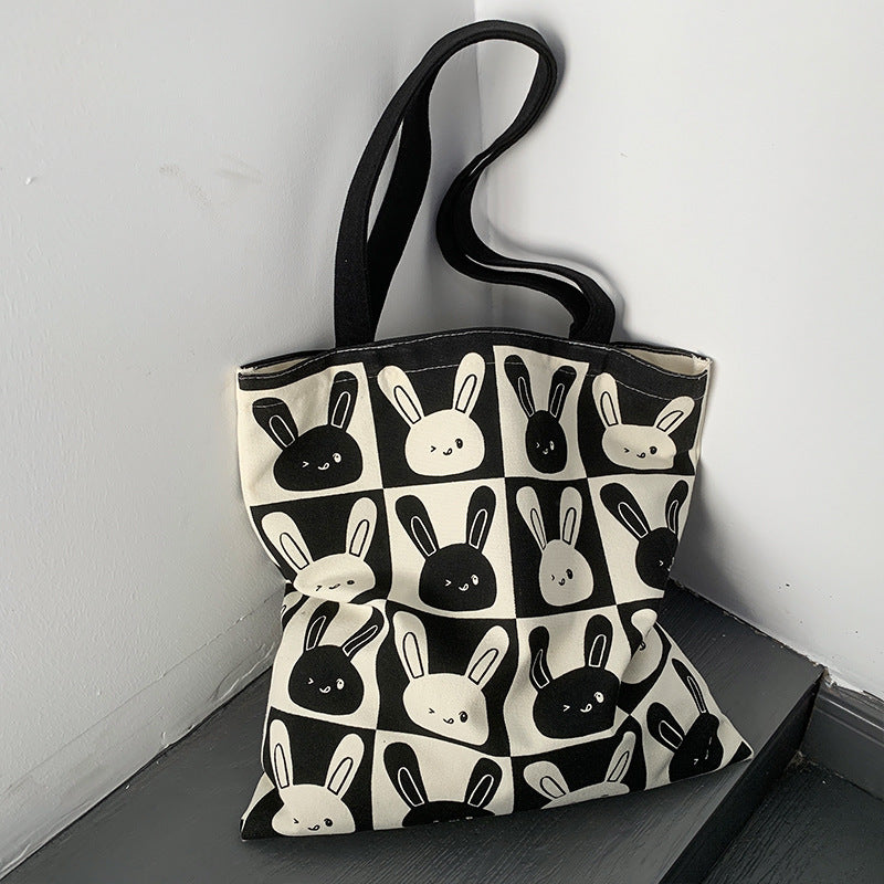 Mignon lapin nouveau sac en toile épaule femme grande capacité