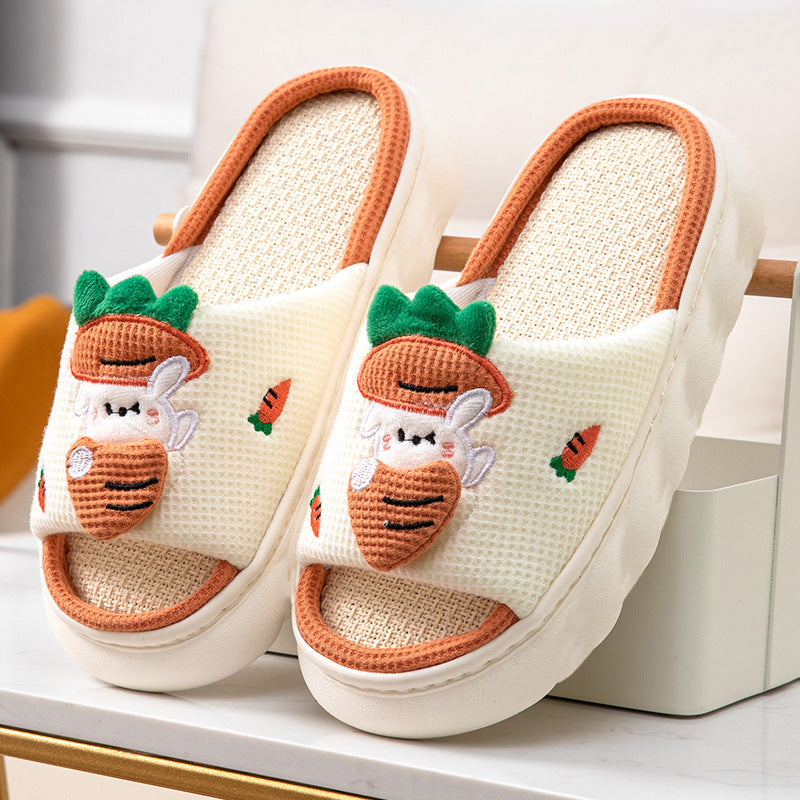 Zapatillas de PVC femeninas de lino con punta gruesa