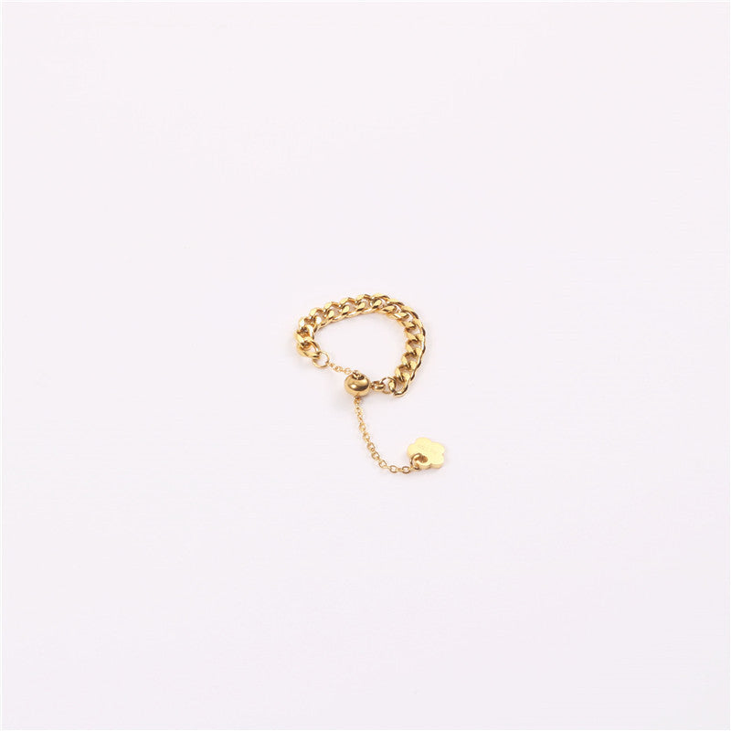 Bague à chaîne épaisse Simple européenne et américaine pour femme, influenceur en ligne, mode tempérament, traction réglable