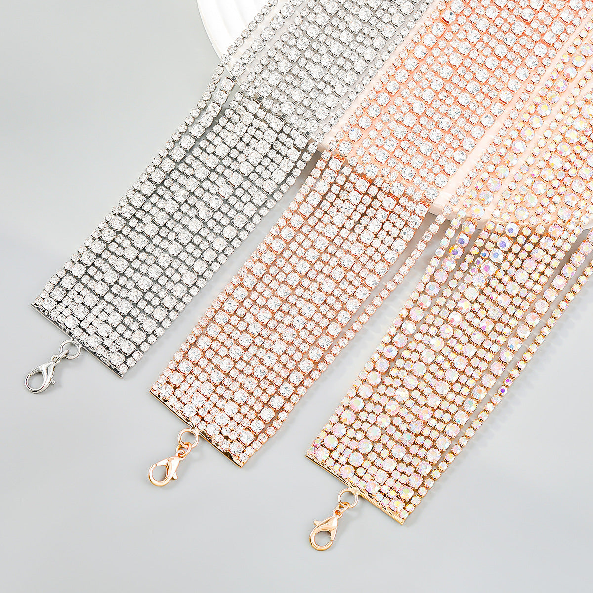 Bracelet en alliage de diamants multicouches exagéré européen et américain