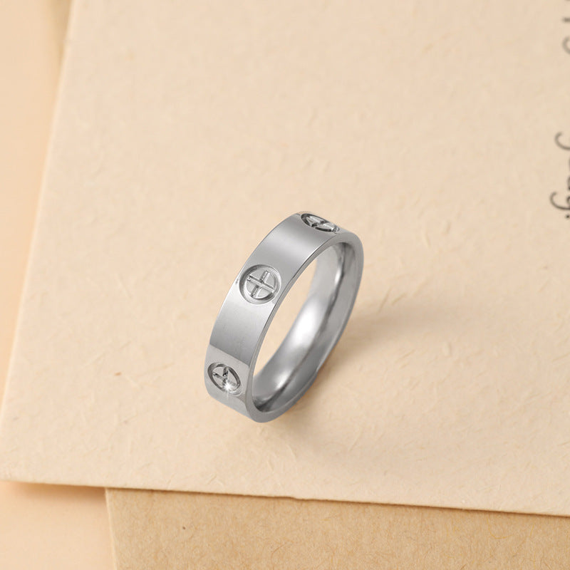 Bague métallique à imprimé croisé, conception simple