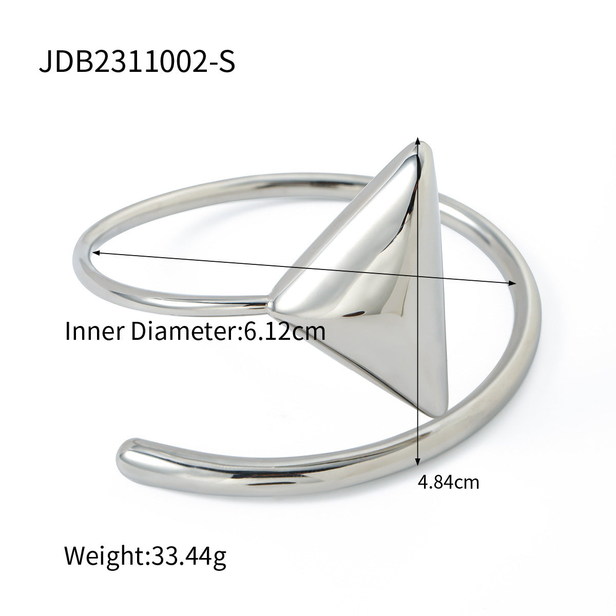 Pulsera en espiral triangular de acero inoxidable en oro de 18 quilates