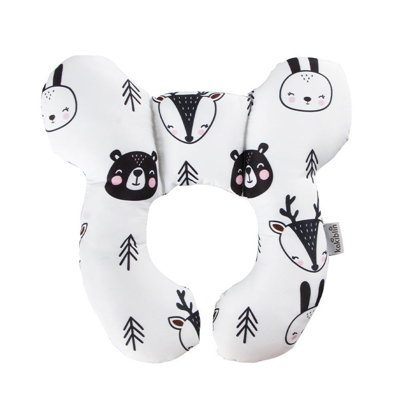Oreiller en forme de U pour bébé, motif de dessin animé mignon, protection du cou pour siège de voiture de voyage