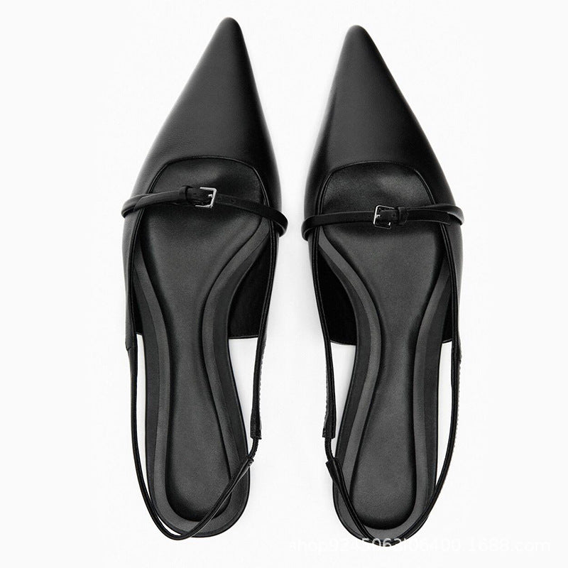 Women's Fashion Pointed Toe Toe Cap Strap Empty French Sandals