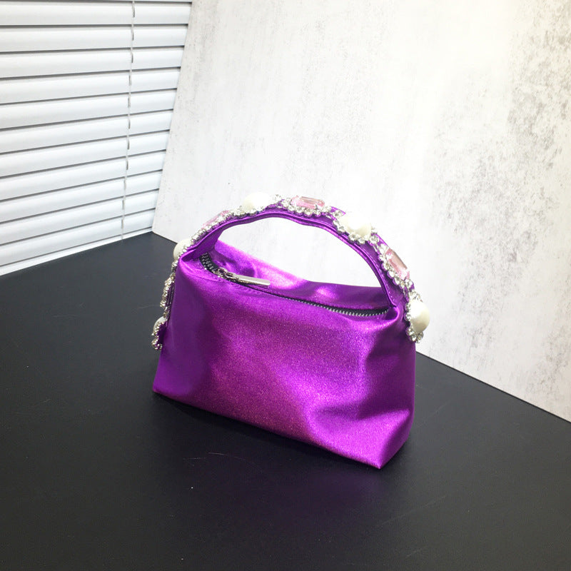 Sac de dîner en perles de strass et de fleurs, pochette en soie et diamants