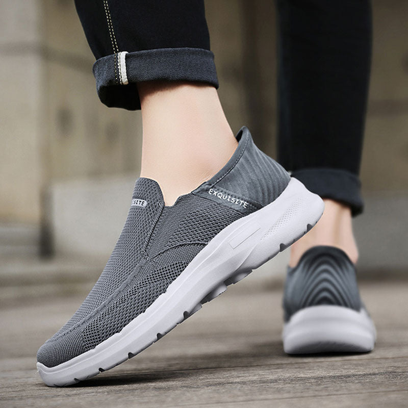 Mocassins Lofter à enfiler de grande taille pour hommes, chaussures décontractées respirantes en maille tissée à la mouche