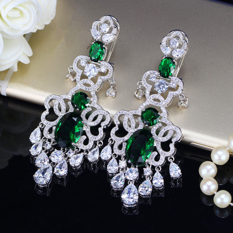 Boucles d'oreilles exagérées en Zircon incrusté de Micro pour femmes