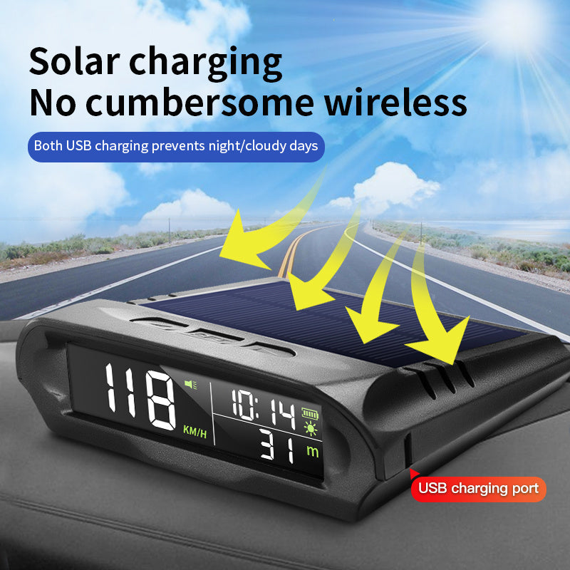 Alarme solaire GPS à affichage tête haute pour voiture