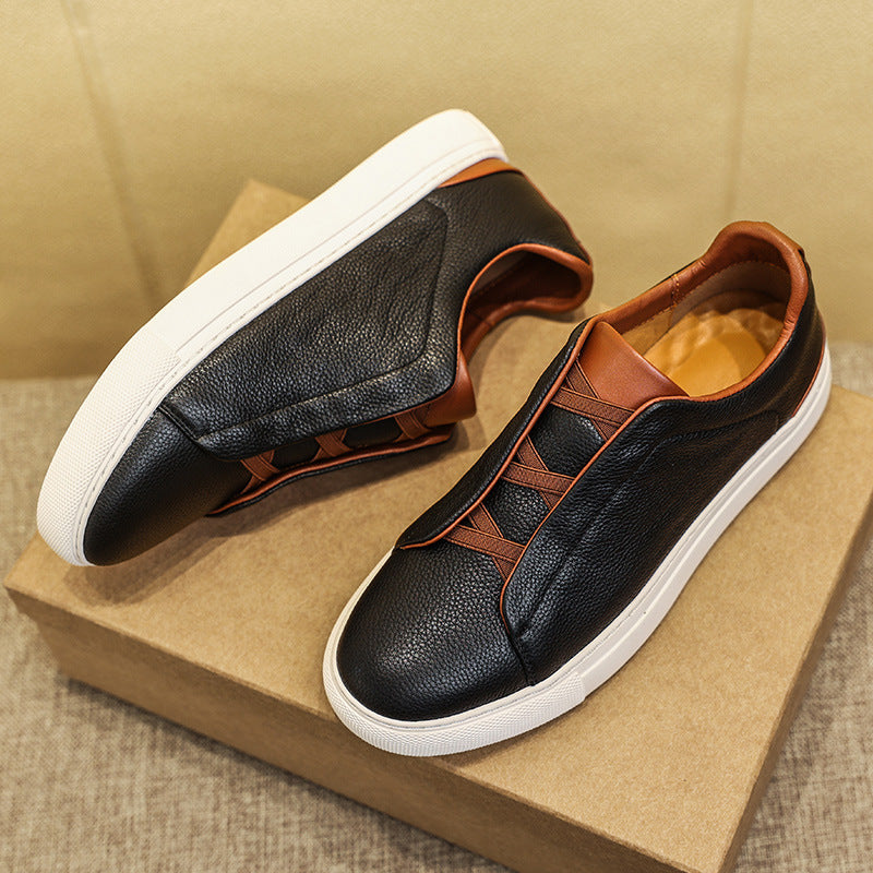 Style coréen de chaussures en cuir de loisirs quatre saisons de peau de vache de première couche
