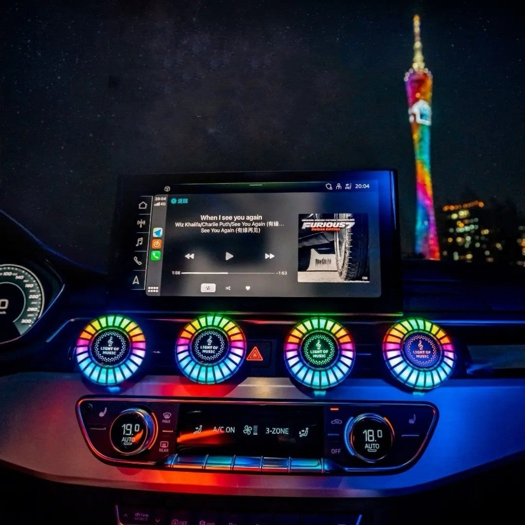 Lumière d'ambiance de voiture, capteur 3D RGB, rythme à commande vocale, sortie d'air de voiture, aromathérapie