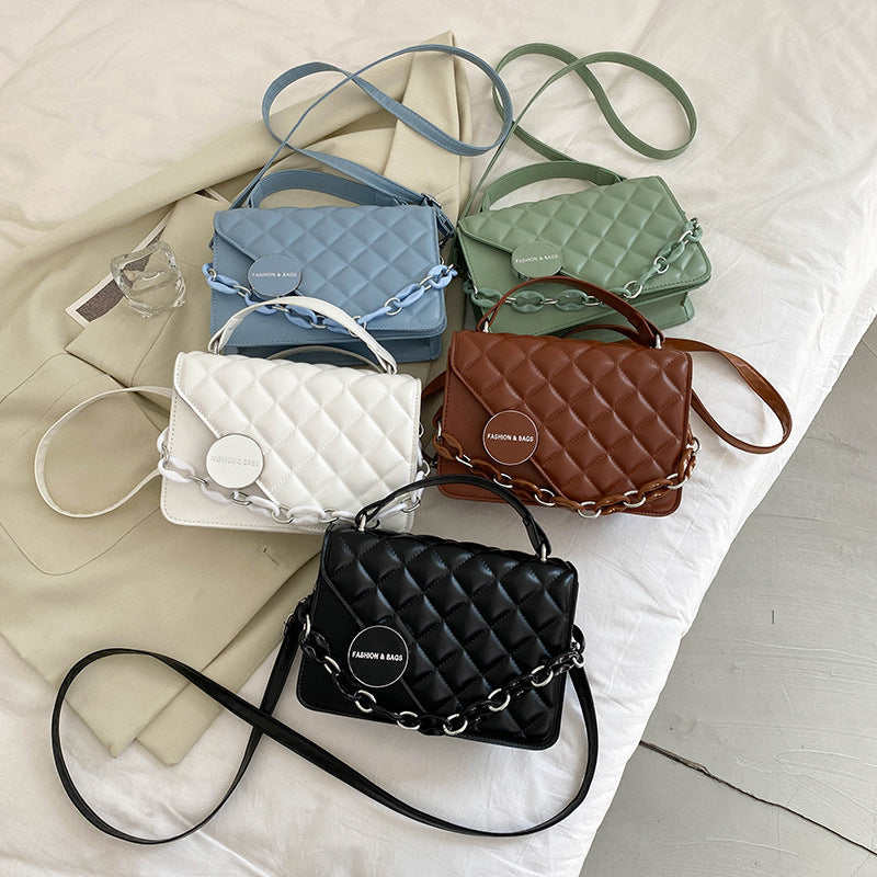 Bolso Cuadrado Pequeño Portátil Rombic Para Mujer Color Sólido