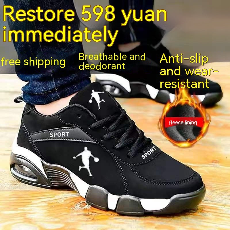 Zapatos de cuero acolchados de algodón de invierno para hombre cálidos con zapatos de cuero de caña alta de terciopelo para hombre