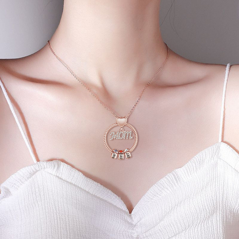 Collier en pierre de 12e anniversaire avec diamant gravé pour femme