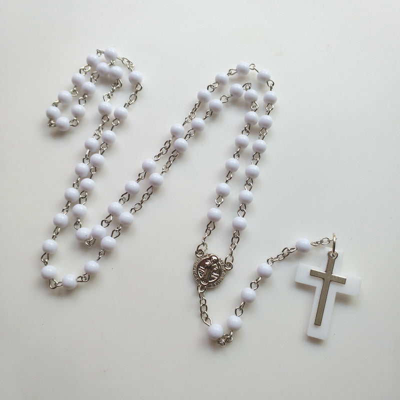 Collier croix de mode en acrylique blanc
