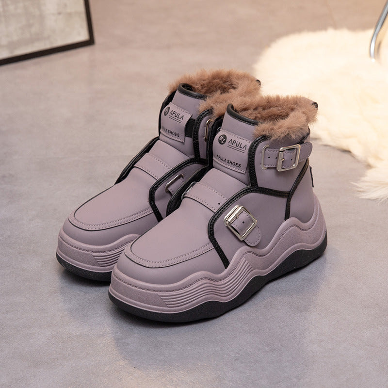 Chaussures d'ascenseur à fond épais en coton et laine, haut de sport pour étudiants