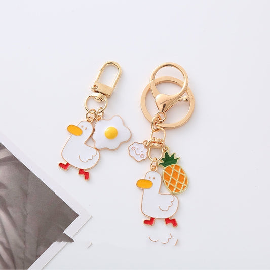 Porte-clés de voiture Canard aux œufs frits à l'ananas