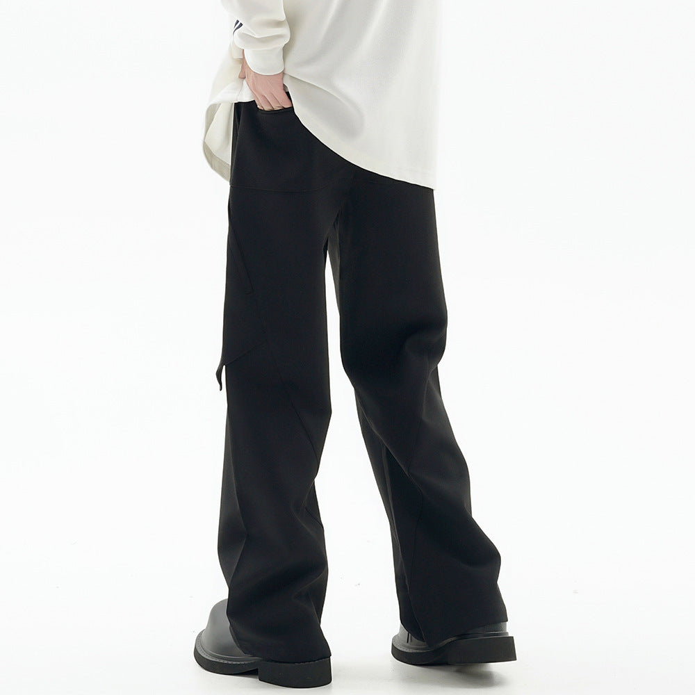 Men's Split Deconstruction Design Stitching Straight Casual Trousers
