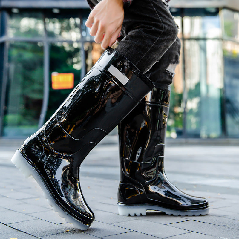 Botas de goma de tubo alto para hombre, ropa exterior, moda