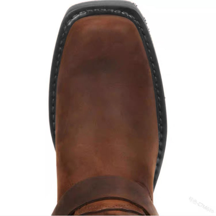 Bottes courtes à la mode pour hommes, chaussures à talon carré