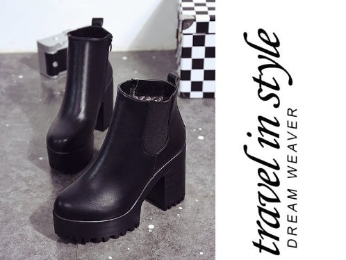 Bottes pour femmes en peluche à plateforme imperméable avec bout rond Martin