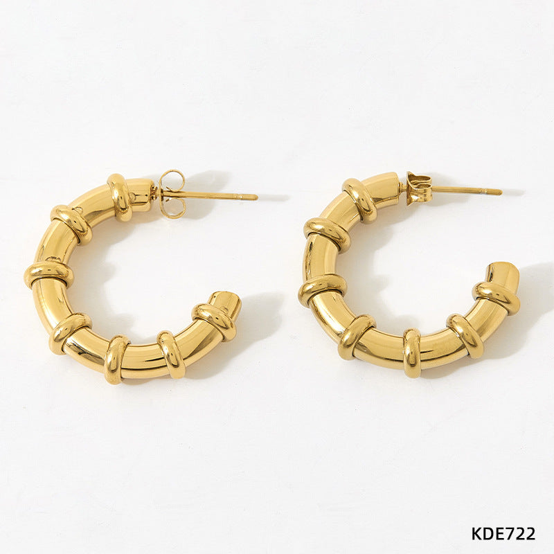 Boucle d'oreille en forme de C en acier inoxydable, boucles d'oreilles en acier titane blanc
