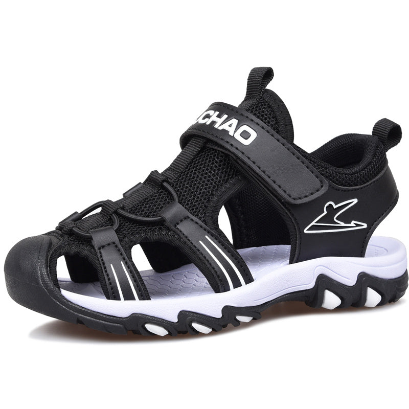 Sandalias para Niños Baotou Verano Suela Blanda Zapatos de Playa para Niños Negros Sandalias para Niños Antideslizantes