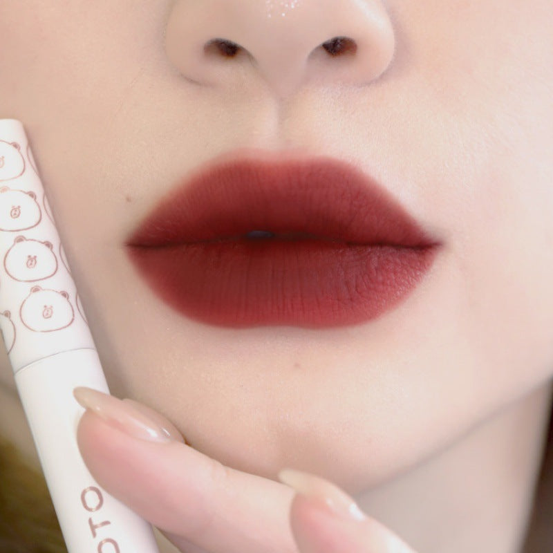 Laca de labios ROTO Matte Air Bear Lip Mud Lip Gloss Lápiz labial Maquillaje Mujer Sin manchas en la taza