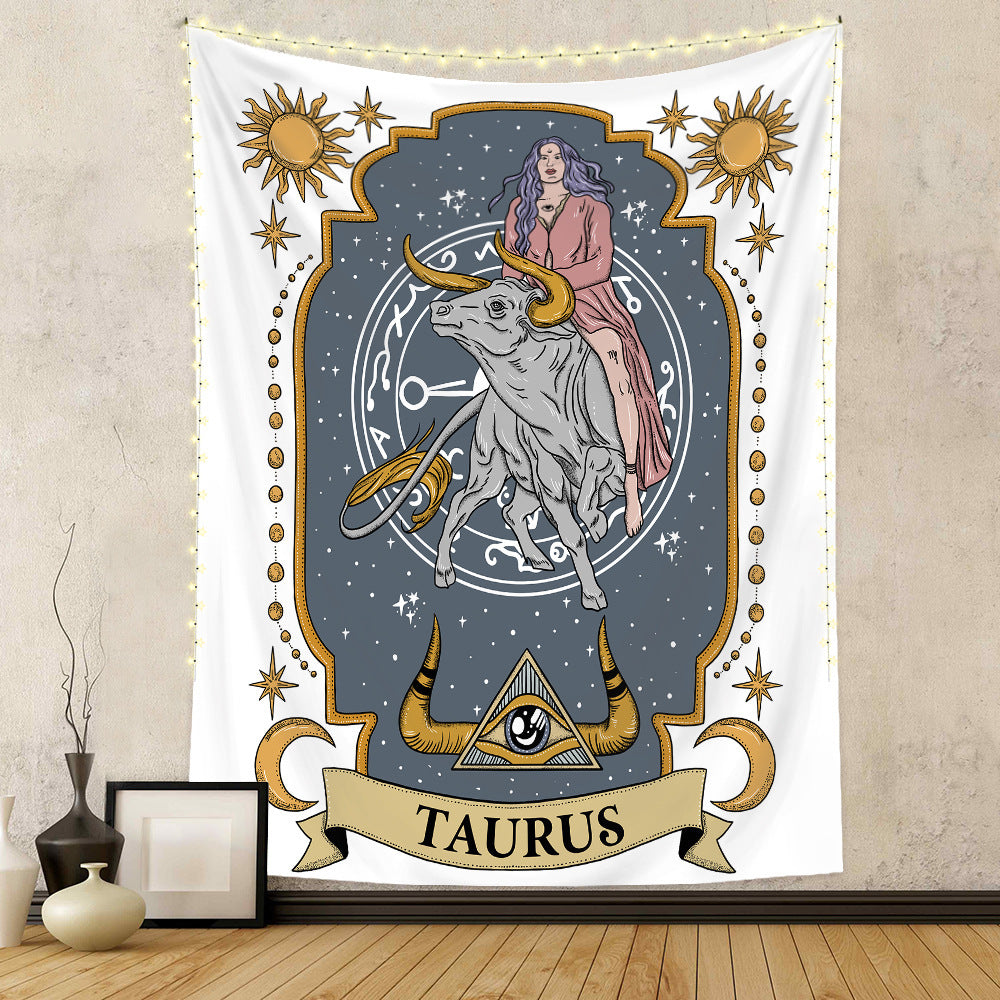 Tapisserie à douze constellations, tapisserie de crâne, tapisserie de Tarot