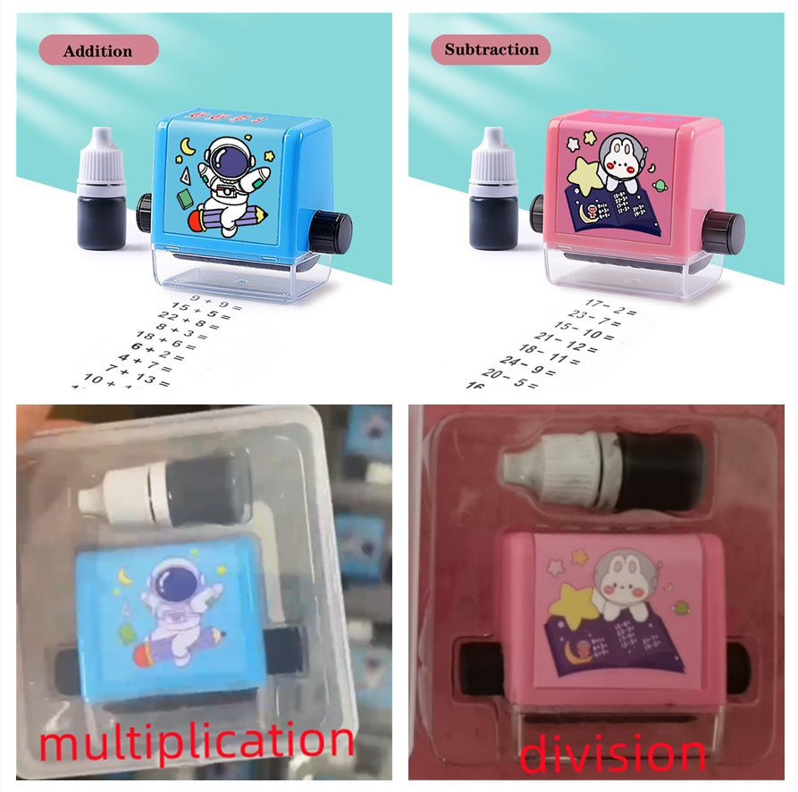 Sello de rodillo de matemáticas, suma, resta, multiplicación, división, práctica, tipo Digital, operación matemática, sello, alumnos, maestro