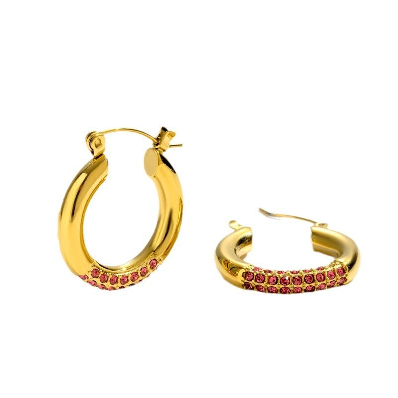 Boucles d'oreilles en acier titane et diamant, pendentif d'amour en acier inoxydable, fleur et gaz