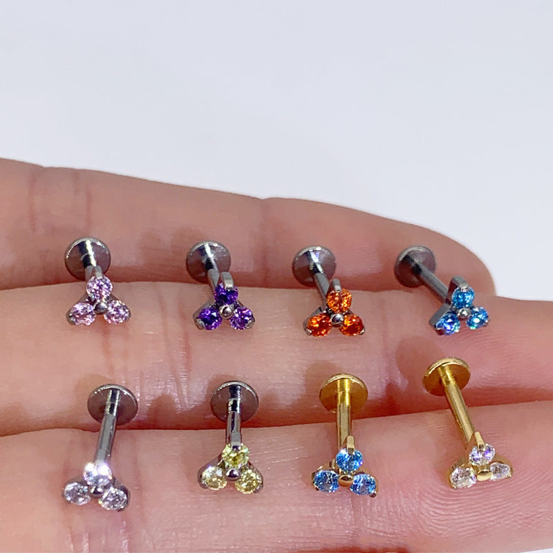 Pack de bougainvilliers spectabilis en titane incrusté de Zircon, clou d'oreille en os, Piercing pour le corps humain