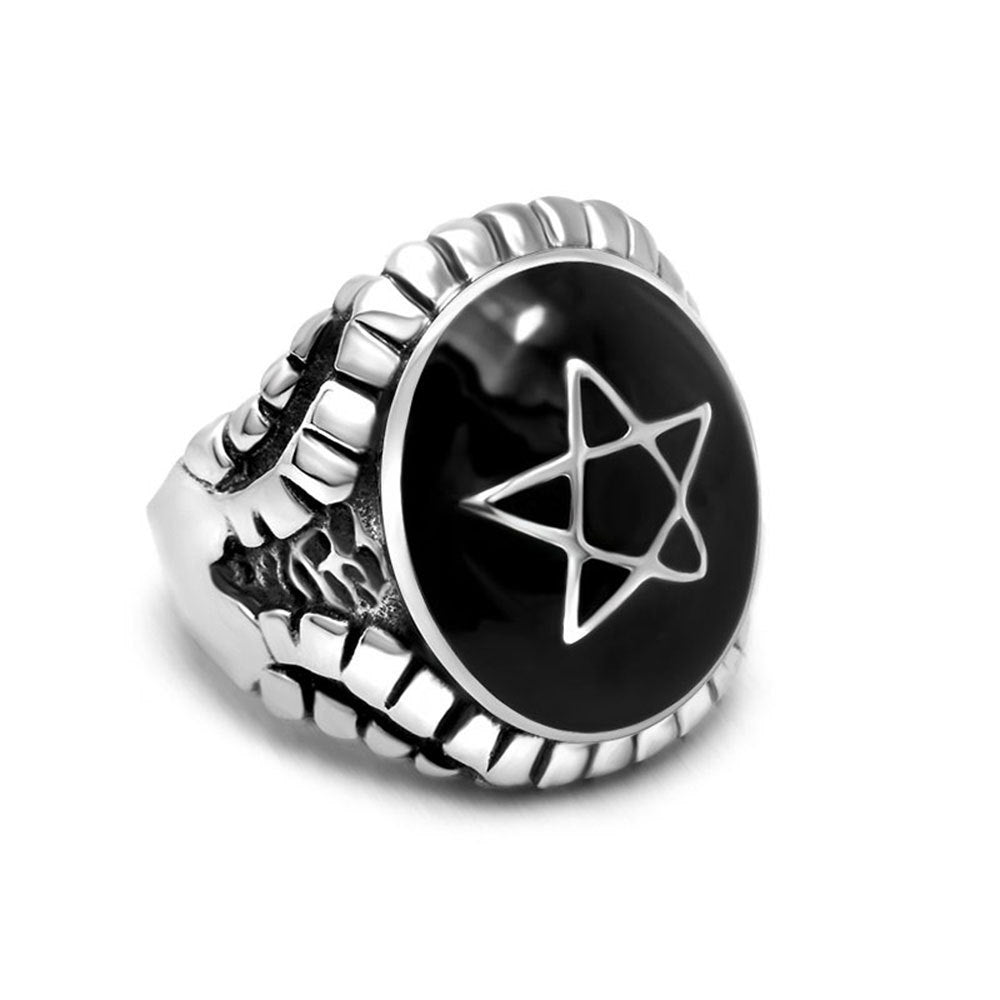 Anillo de estrella hexagonal punk de moda para hombres y mujeres