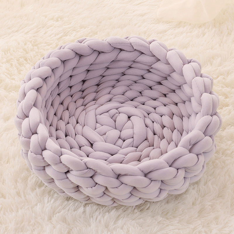 Coussin de maison pour chat, doux et Long, en peluche, tapis chaud pour animaux de compagnie, chenil mignon, panier de couchage, lit rond, moelleux, confortable au toucher, produits pour animaux de compagnie