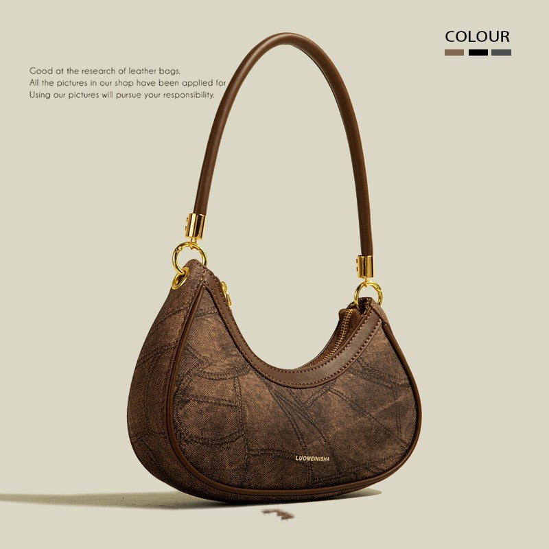 Bolso de un solo hombro con textura Niche medio antiguo Crescent