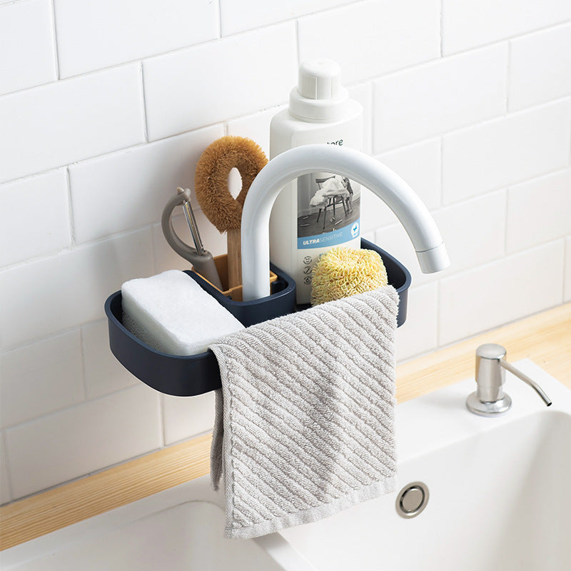 Estante para fregadero, escurridor de esponja y jabón, cesta de almacenamiento, bolsa, soporte para grifo, soporte ajustable para baño, fregadero, accesorios de cocina