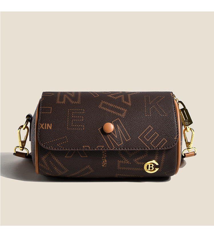 Bandolera de hombro con estampado retro para mujer, pequeña, de doble cara, a la moda, combina con todo