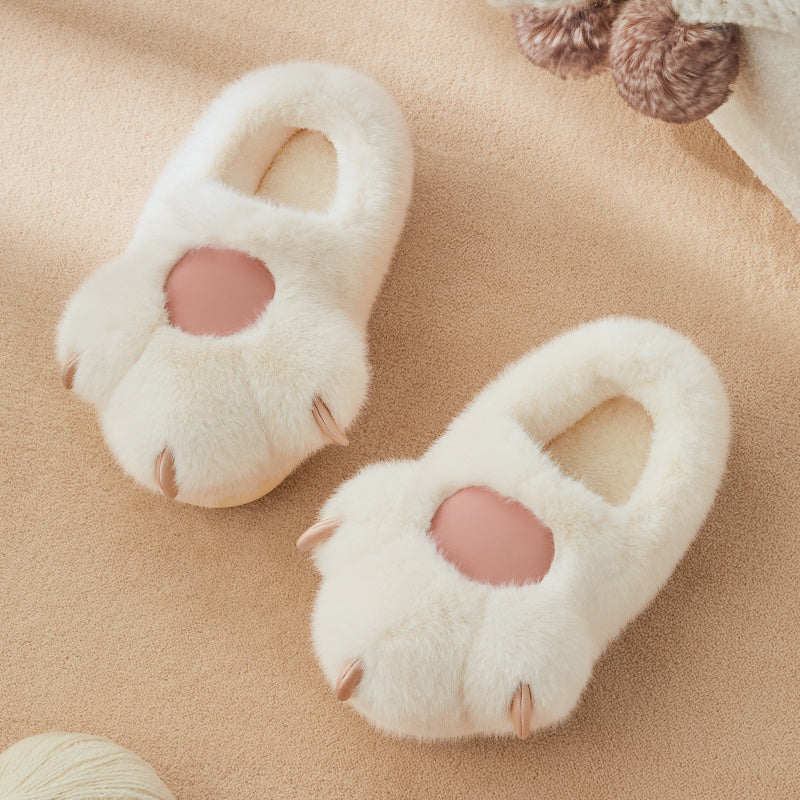 Pantoufles mignonnes en coton à griffes de chat