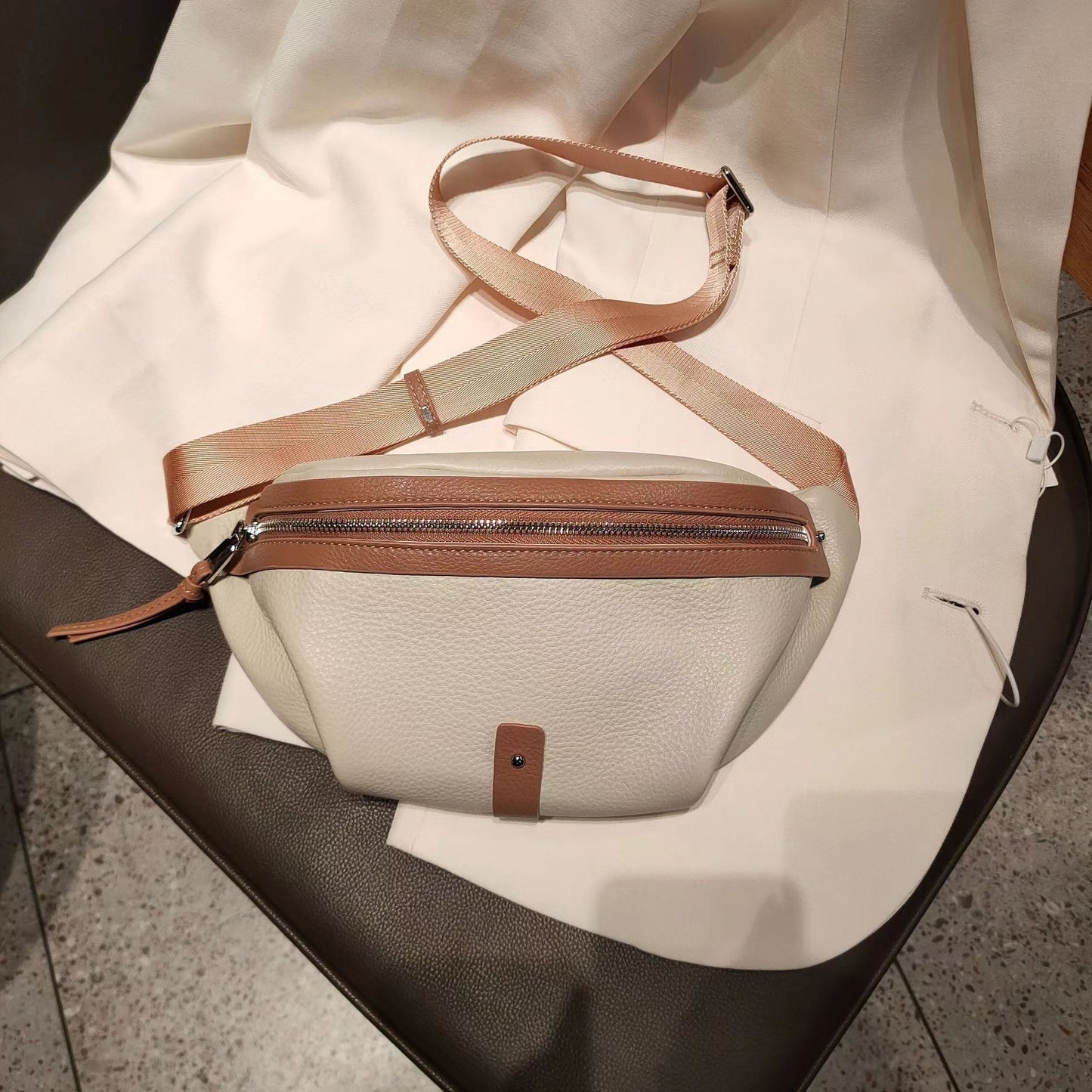 Sac de taille en cuir véritable pour femme, Simple, chic et souple, assorti à tout