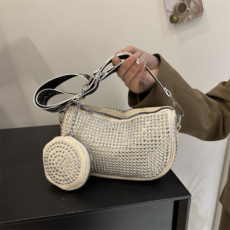 Sac à bandoulière en strass avec petit sac à main, sac à bandoulière sous les bras pour femmes, sacs de luxe de styliste